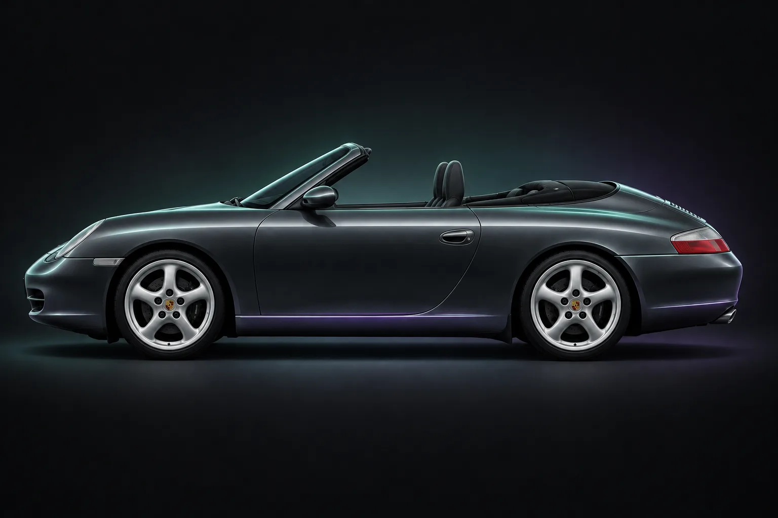 Porsche 911 996 Carrera cabriolet, top down, Analog Autohaus illustration