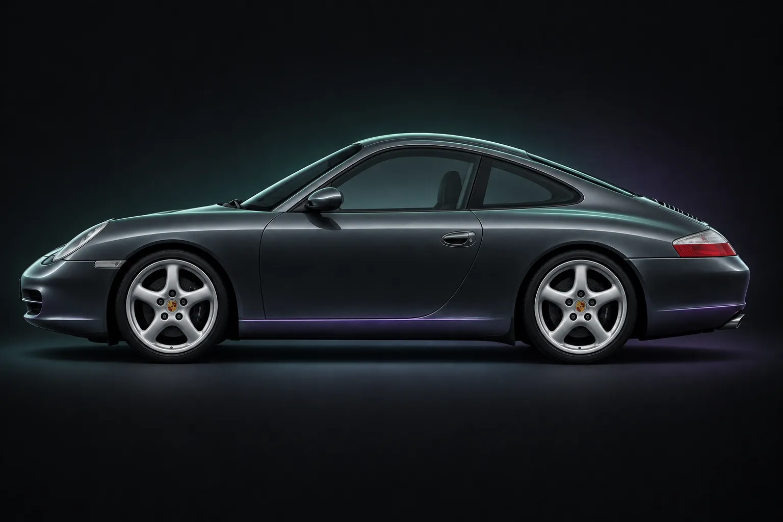 Porsche 911 996.2 Carrera coupe side profile, Analog Autohaus illustration